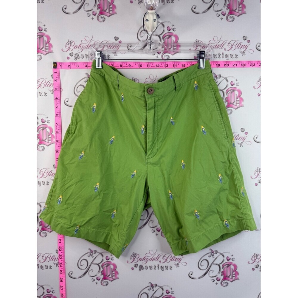 J. Crew shorts mermaid embroidery, Green Embroidered Novelty Shorts